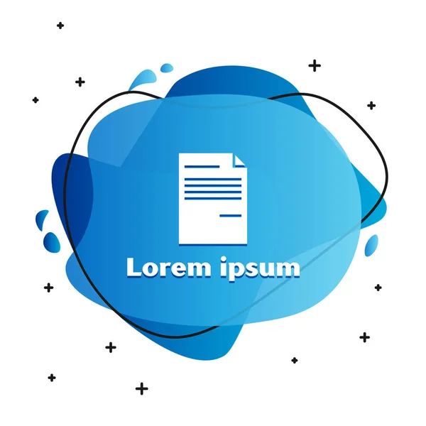 Fehér dokumentum ikon izolált fehér háttér. Fájl ikonja. Ellenőrzőlista ikonra. Üzleti koncepció. Absztrakt transzparens folyékony alakzatokkal. Vektoros illusztráció — Stock Vector