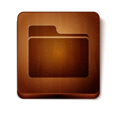 Beyaz arka planda izole kahverengi belge klasör simgesi. Muhasebe bağlayıcı sembolü. Defter tutma yönetimi. Ahşap kare düğme. Vektör Illustration