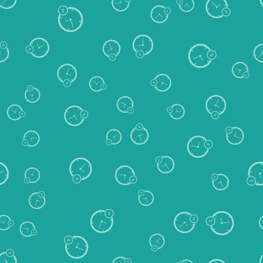 Yeşil Zaman para simgesi yeşil arka plan üzerinde izole sorunsuz desen. Para zamanıdır. Etkili zaman yönetimi. Zamanı paraya dönüştürün. Vektör İllüstrasyonu