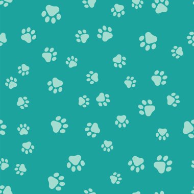Yeşil Pençe baskı simgesi yeşil arka plan üzerinde sorunsuz desen izole. Köpek ya da kedi pençesi izi. Hayvan izi. Vektör İllüstrasyonu
