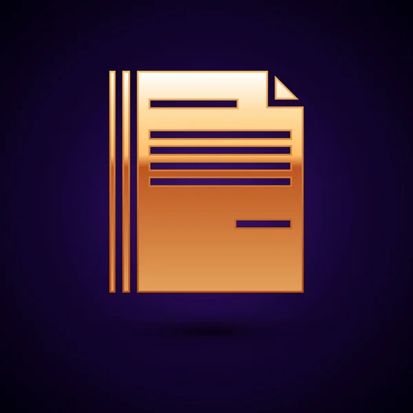 Значок документа Gold File выделен на темно-синем фоне. Reecklist icon. Бизнес-концепция. Векторная миграция — стоковый вектор