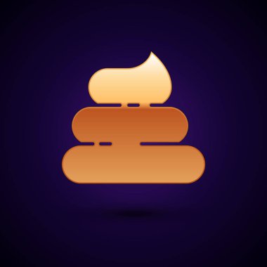 Koyu mavi arka planda izole edilmiş altın rengi bok simgesi. Vektör İllüstrasyonu