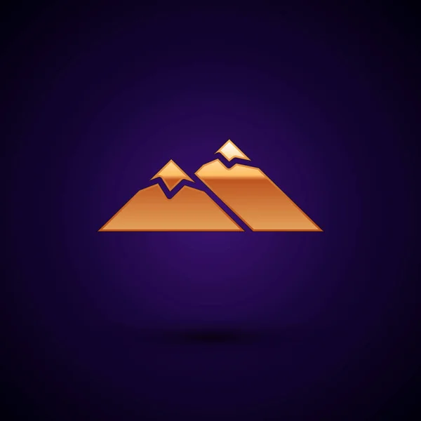 Goldene Berge auf dunkelblauem Hintergrund. Symbol für Sieg oder Erfolg. Vektorillustration — Stockvektor