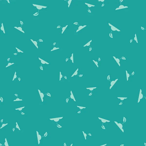 Icono de brote verde aislado patrón sin costuras sobre fondo verde. Semillas y plántulas. Firma de hojas. La naturaleza de la hoja. Ilustración vectorial — Vector de stock