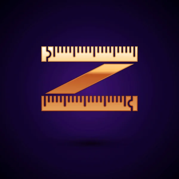 Zlatá páska ikona rozměru izolovaná na tmavomodrém pozadí. Měřicí páska. Vektorová ilustrace — Stockový vektor