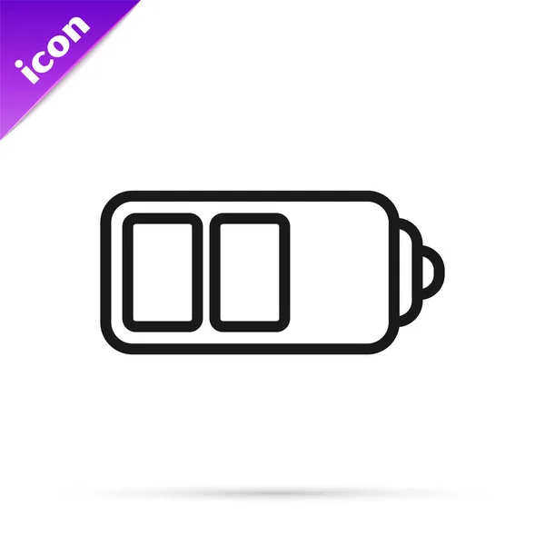 Schwarze Linie Batterieladestandsanzeige auf weißem Hintergrund isoliert. Vektorillustration — Stockvektor