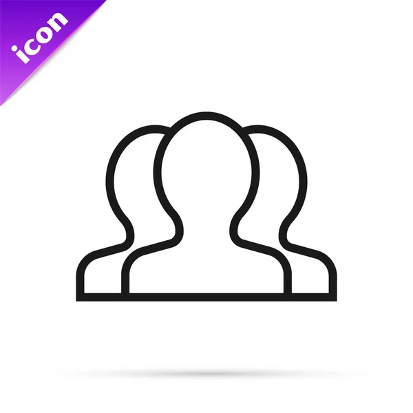 Černá čára ikona skupiny Users je izolována na bílém pozadí. Ikona skupiny osob. Symbol obchodní miniatury-ikona profilu uživatelů. Vektorová ilustrace — Stockový vektor