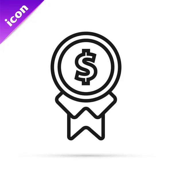 Black line Reward for good work icon isolated on white background. Employee of the month, talent award, outstanding achievement, successful person. Vector Illustration — Stock Vector