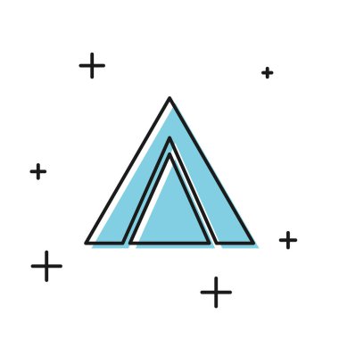 Siyah Turist çadır simgesi beyaz arka plan üzerinde izole. Kamp sembolü. Vektör İllüstrasyonu