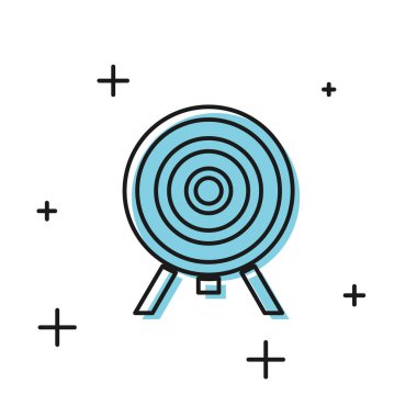 Beyaz arka planda yalıtılmış Siyah Hedef simgesi. Dart tahtası tabelası. Okçuluk tahtası simgesi. Dart tahtası işareti. İş hedefi kavramı. Vektör İllüstrasyonu