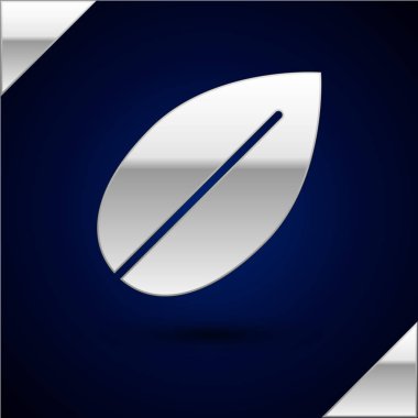 Gümüş Yaprak simgesi koyu mavi arka plan üzerinde izole. Taze doğal ürün sembolü. Vektör İllüstrasyonu