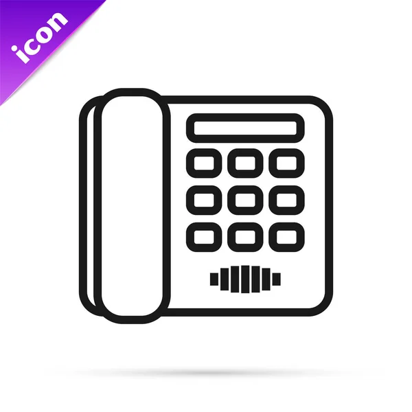 Black line Telephone icon isolated on white background. Landline phone. Vector Illustration — Stock Vector