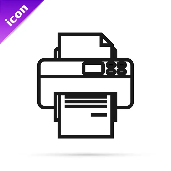 Ícone de impressora de linha preta isolado no fundo branco. Ilustração vetorial — Vetor de Stock