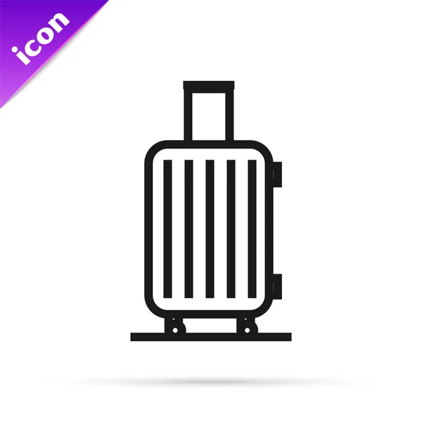 Black Line Suitcase for travel icon isoliert auf weißem Hintergrund. Reisegepäckzeichen. Reisegepäcksymbol. Vektorillustration — Stockvektor