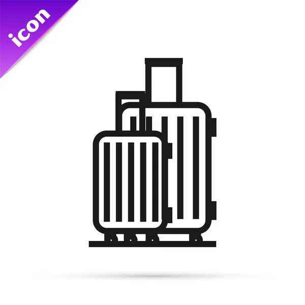 Ligne noire Valise pour icône de voyage isolée sur fond blanc. Panneau des bagages de voyage. Icône bagages de voyage. Illustration vectorielle — Image vectorielle