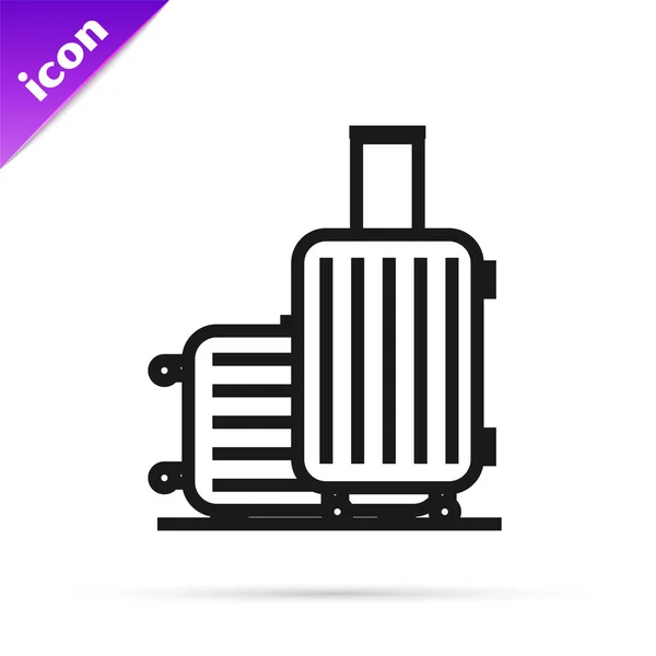 Ligne noire Valise pour icône de voyage isolée sur fond blanc. Panneau des bagages de voyage. Icône bagages de voyage. Illustration vectorielle — Image vectorielle