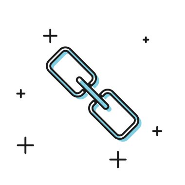 Siyah Zincir bağlantı simgesi beyaz arka planda yalıtılmış. Bağlantı tek. Köprü zinciri sembolü. Vektör İllüstrasyonu