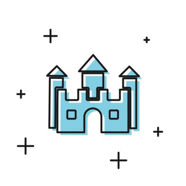 Siyah Kale simgesi beyaz arka plan üzerinde izole. Vektör İllüstrasyonu