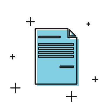 Beyaz arka planda yalıtılmış Siyah Belge simgesi. Dosya simgesi. Denetim listesi simgesi. İş konsepti. Vektör İllüstrasyonu