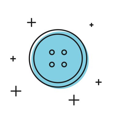 Beyaz arka planda izole giysi simgesi için Siyah Dikiş düğmesi. Giyim düğmesi. Vektör İllüstrasyonu