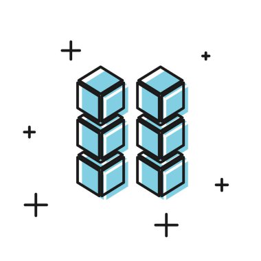 Siyah Blockchain teknoloji simgesi beyaz arka planda yalıtılmış. Kripto para birimi verileri. Soyut geometrik blok zincir ağ teknolojisi iş. Vektör İllüstrasyonu