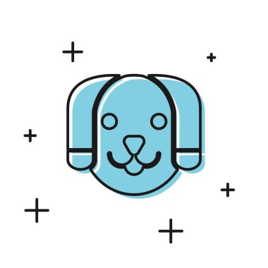 Siyah Köpek simgesi beyaz arka plan üzerinde izole. Vektör İllüstrasyonu