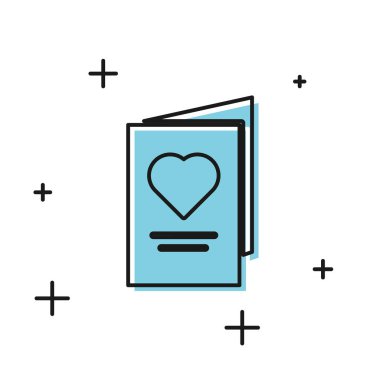 Beyaz arka plan üzerinde izole kalp simgesi ile Siyah Sevgililer günü parti el ilanı. Davet veya tebrik kartı için kutlama posteri şablonu. Vektör İllüstrasyonu