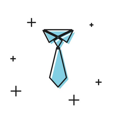 Siyah Kravat simgesi beyaz arka planda izole. Kravat ve boyun bezi sembolü. Vektör İllüstrasyonu