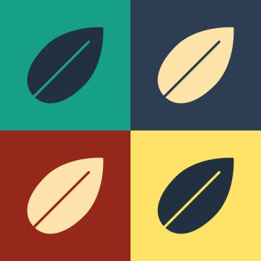 Renk arka planda yalıtılmış Renk Yaprağı simgesi. Taze doğal ürün sembolü. Vintage tarzı çizim. Vektör İllüstrasyonu