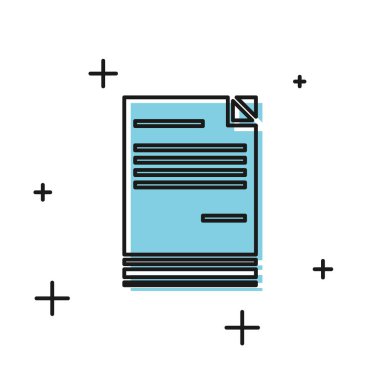 Beyaz arka planda yalıtılmış Siyah Belge simgesi. Dosya simgesi. Denetim listesi simgesi. İş konsepti. Vektör İllüstrasyonu