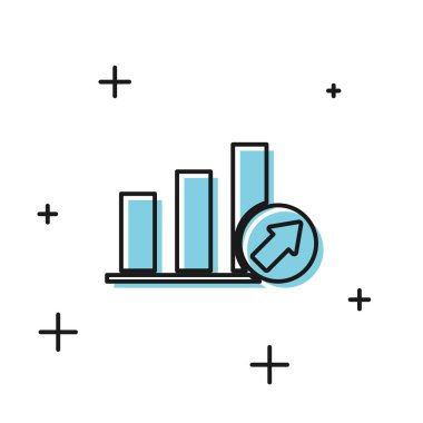 Grafik, zamanlama, grafik, diyagram, infografik, pasta grafik simgesi beyaz arka plan üzerinde izole ile Siyah Sunum mali iş. Vektör İllüstrasyonu