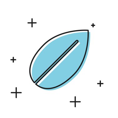 Beyaz arka planda yalıtılmış Siyah Yaprak simgesi. Taze doğal ürün sembolü. Vektör İllüstrasyonu