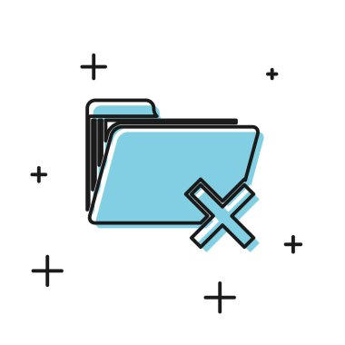 Beyaz arka planda yalıtılmış Siyah Sil klasör simgesi. Geri dönüşüm kutusu ile klasör. Silme veya hata klasörü. Bilgisayar bilgileri klasörünü kapatın. Vektör İllüstrasyonu