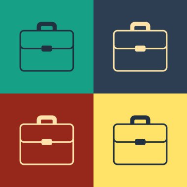 Renk Evrak Çantası simgesi renk arka planda yalıtılmış. İş davası işareti. İş portföyü. Vintage tarzı çizim. Vektör İllüstrasyonu