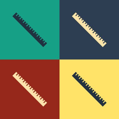 Renk arka planında yalıtılmış Renk Cetveli simgesi. Düz kenar sembolü. Vintage tarzı çizim. Vektör İllüstrasyonu