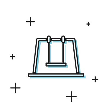 Siyah Salıncak simgesi beyaz arka planda yalıtılmış. Oyun alanı sembolü. Vektör İllüstrasyonu