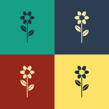 Renk arka planda yalıtılmış Renk Çiçeği simgesi. Vintage tarzı çizim. Vektör İllüstrasyonu