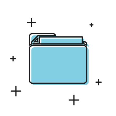 Beyaz arka planda yalıtılmış Siyah Belge klasör simgesi. Muhasebe bağlayıcı sembolü. Muhasebe yönetimi. Vektör İllüstrasyonu