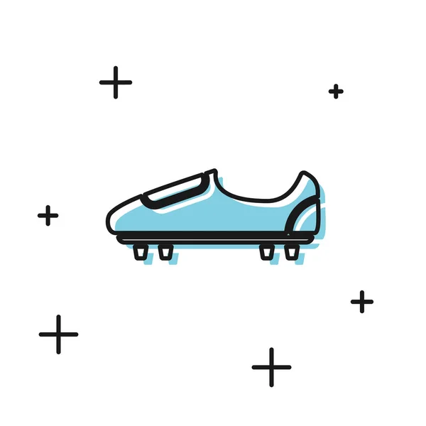 Sapatos de futebol preto ou sapatos de futebol com picos ícone isolado no fundo branco. Bota de futebol americano. Ilustração vetorial — Vetor de Stock