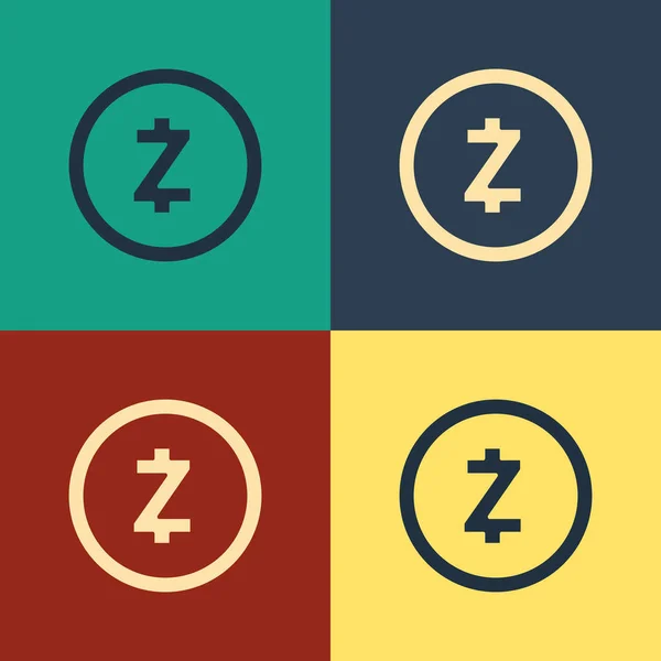 Кольорова Криптовалюта Coin Zcash Зец ікона ізольована на кольорі фону. Цифрової валюти. Символ altcoin. Захищена Криптографічна валюта на основі Blockchain. Вінтажному стилі малюнок. Векторна ілюстрація — стоковий вектор