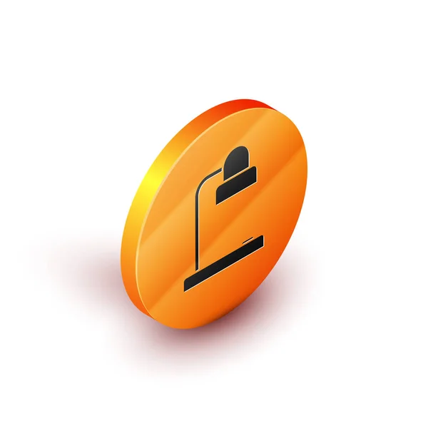 Icono de la lámpara de mesa isométrica aislado sobre fondo blanco. Lámpara de oficina. Botón círculo naranja. Ilustración vectorial — Archivo Imágenes Vectoriales