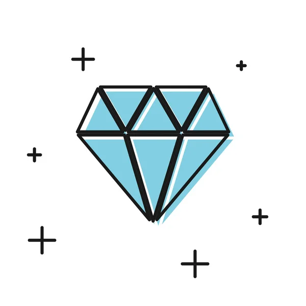 Icône diamant noir isolée sur fond blanc. Symbole de bijoux. Pierre précieuse. Illustration vectorielle — Image vectorielle
