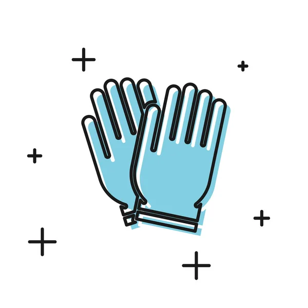 Zwarte tuin handschoenen icoon geïsoleerd op witte achtergrond. Rubber handschoenen ondertekenen. Landbouw handbescherming, handschoenen veiligheid. Vector illustratie — Stockvector