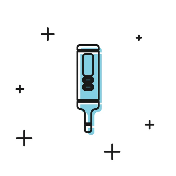 Termometro digitale medico nero per l'icona dell'esame medico isolato su sfondo bianco. Illustrazione vettoriale — Vettoriale Stock