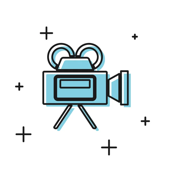 Black Cinema camera icon isolated on white background. Video camera. Movie sign. Film projector. Vector Illustration — Stock Vector