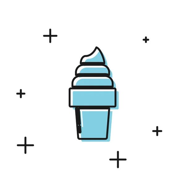 Crème glacée noire en cône de gaufre icône isolée sur fond blanc. Doux symbole. Illustration vectorielle — Image vectorielle