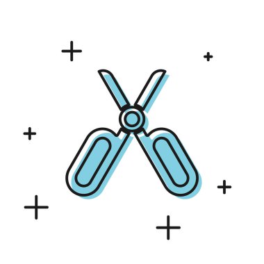 Siyah Makas simgesi beyaz arka plan üzerinde izole. Terzi sembolü. Kesici alet işareti. Vektör İllüstrasyonu