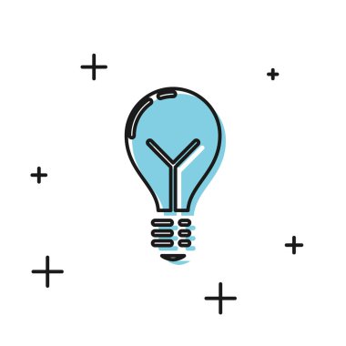 Beyaz arka planda izole fikir simgesi kavramı ile Siyah Ampul. Enerji ve fikir sembolü. İlham kavramı. Vektör İllüstrasyonu