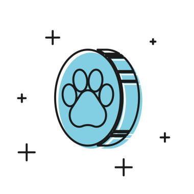 Siyah Pati baskı simgesi beyaz arka planda yalıtılmış. Köpek ya da kedi pençesi izi. Hayvan izi. Vektör İllüstrasyonu