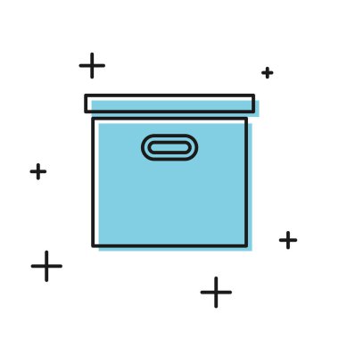 Siyah Karton karton kutu simgesi beyaz arka plan üzerinde izole. Kutu, paket, paket tabelası. Teslimat ve paketleme. Nakliye ve nakliye. Vektör İllüstrasyonu